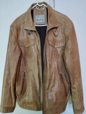 Men's leather jacket XL-XXL like new, beige
