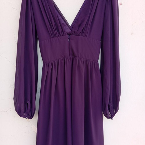 Asos dress new, purple, size small with deep neckline and sheer sleeves