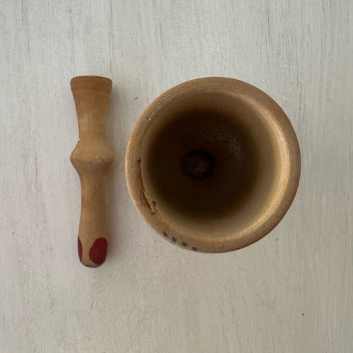 Vintage clay mortar Methana hand-painted, like new
