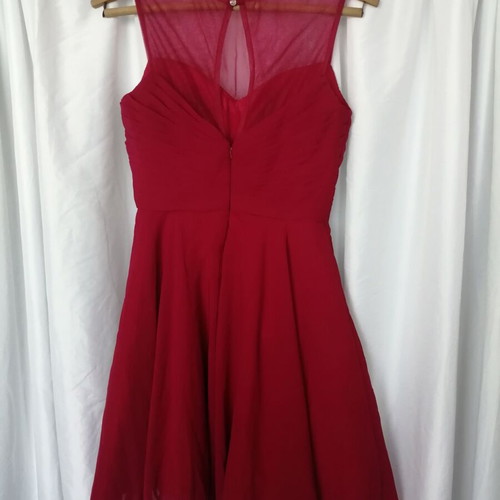 Red chiffon short party dress, size M