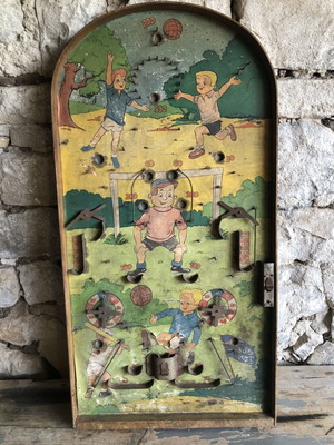 Retro wooden game Fortuna football pinball used, vintage 1950-1960
