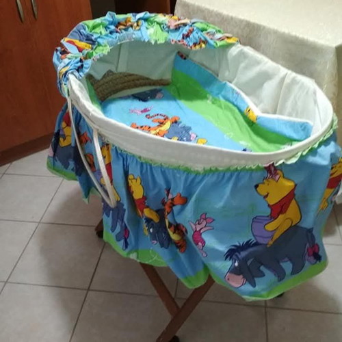 Bassinet with wooden base used