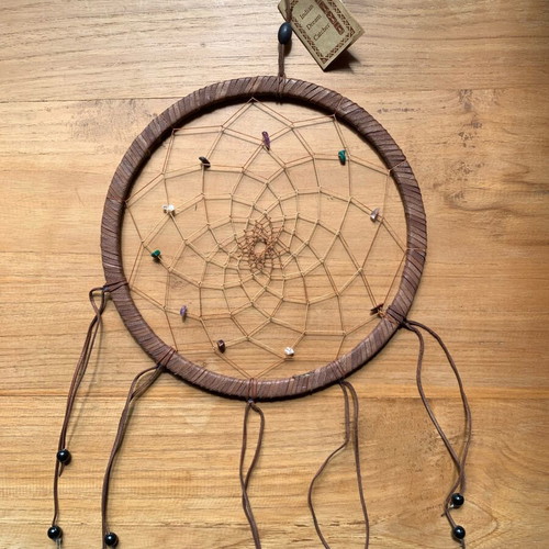 Dreamcatcher made of leather with semi-precious stones like new