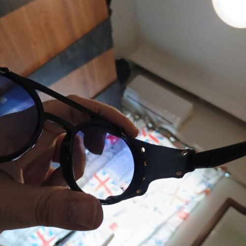 Round steampunk windproof sunglasses blue new