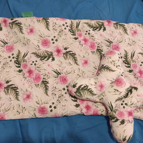 Baby Lama Pink Floral Velvet blanket and butterfly pillow set like new