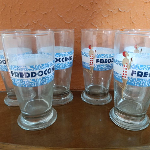 Freddoccino glasses, set of 6, authentic, unused