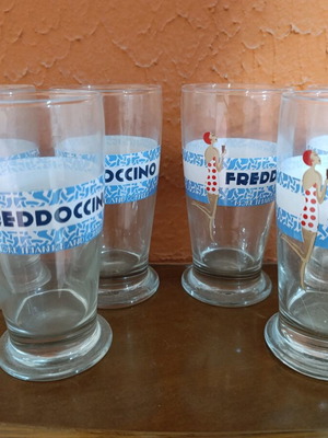 Freddoccino glasses, set of 6, authentic, unused