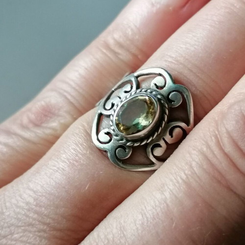 Silver 925 ring vintage style with citrine stone new no 57 (US 8)