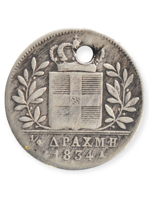 Othon 1/4 Drachma 1834 used