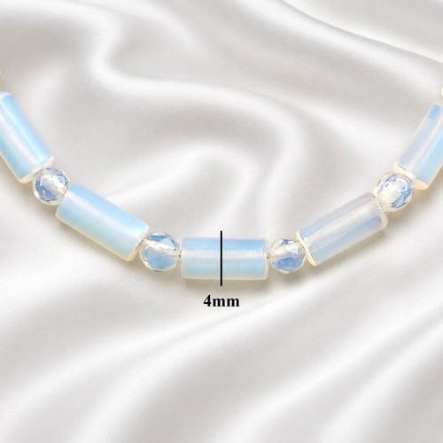 Handmade necklace with stainless steel chain and moonstone