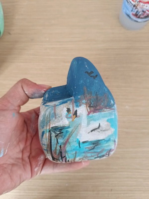 Painted stone new with acrylic colors