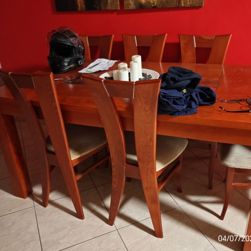 Solid cherry dining set with 6 chairs and buffet
