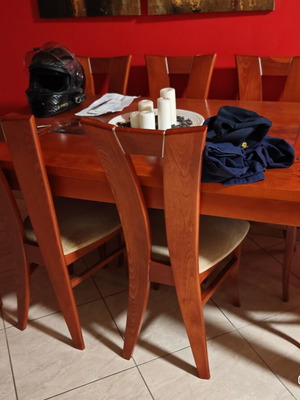 Solid cherry dining set with 6 chairs and buffet