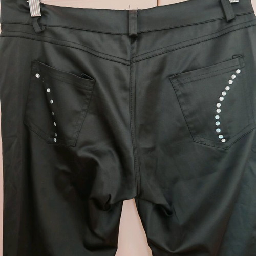 Black satin pants XL like new with decorative studs