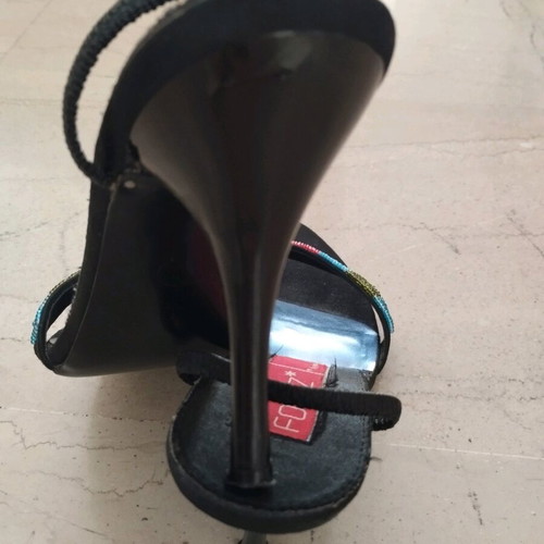Sandals like new with colorful beads and thin 10 cm heel