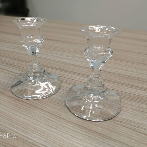 Glass candle holder used set of 2 pieces