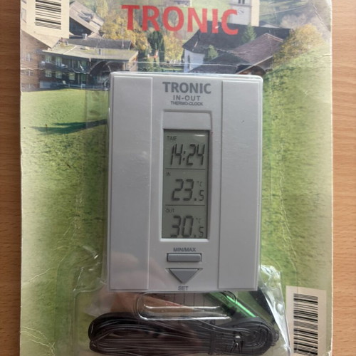 Tronic In-Out Thermo-Clock digital thermometer and clock