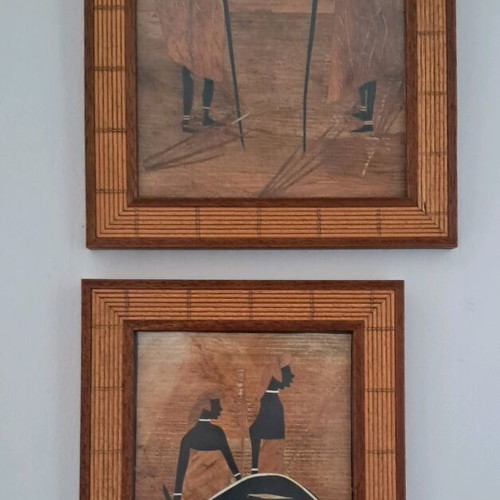 Handmade paintings from Kenya, set of 4, African art, like new
