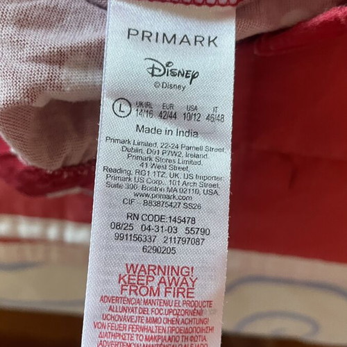 Disney Mickey Primark pajamas set size L plus size new, cotton