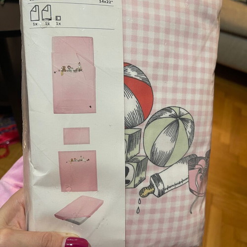 Ikea crib duvet cover set new 110x125 pink