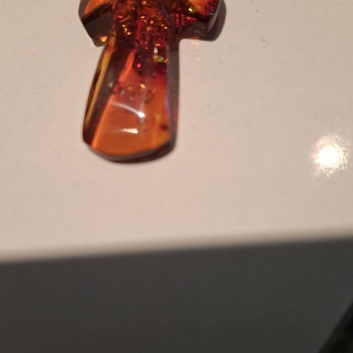 Cross pendant made of natural amber with 18k gold plating new
