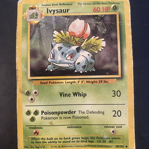Vintage Pokemon Cards 1999 Base Set Ivysaur & Machoke used