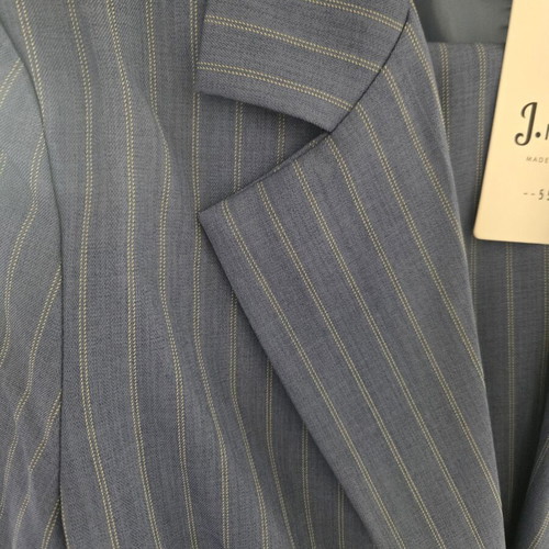 Striped suit with belt, new, blue