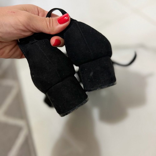Black pumps with strap used, 5 cm heel