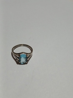 Silver ring 925 with natural blue topaz stone like new
