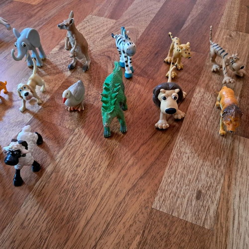 Plastic farm and wild animal figures used