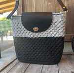 Handmade knitted shoulder bag crossbody gray and black like new