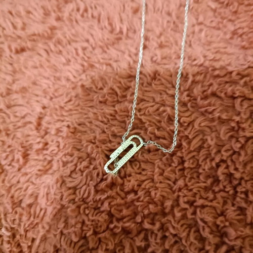 Zamel's silver necklace new with small diamonds