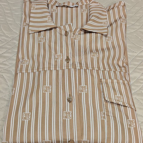 Arpyes vintage shirt beige camel with white stripes size S/M like new