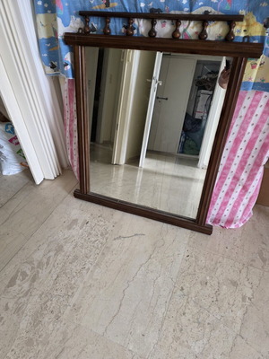 Vintage walnut wood mirror used with decorative frame