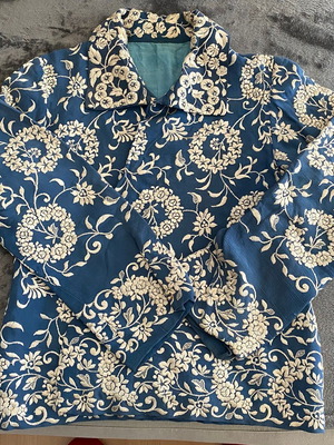 Embroidered handmade vintage jacket used, blue, size XXS