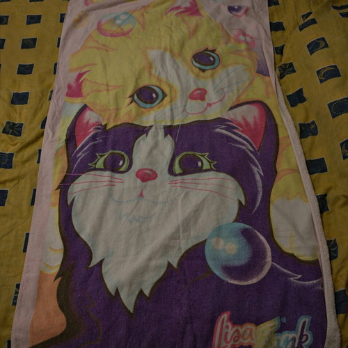 Vintage Lisa Frank Kitten Bubbles Beach Towel used, collectible
