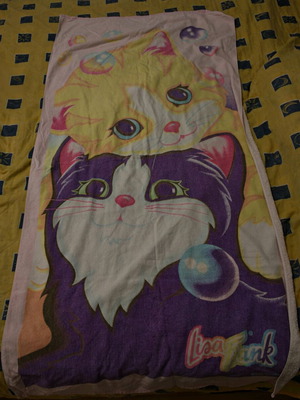 Vintage Lisa Frank Kitten Bubbles Beach Towel used, collectible