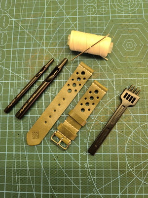 Handmade leather watch strap Racer style, custom colors