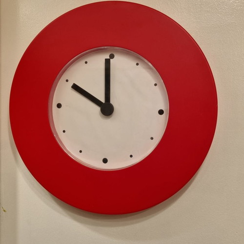 Vintage IKEA Tajma red plastic wall clock used, analog