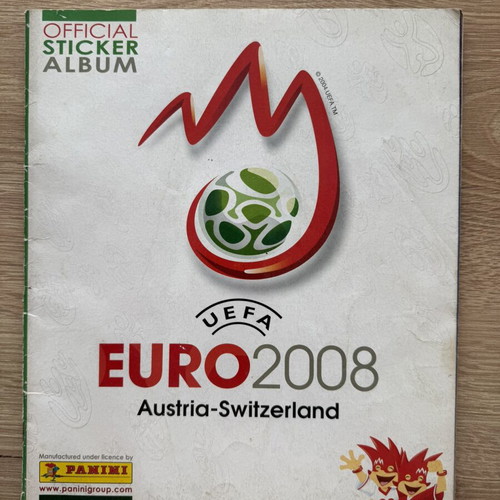 Euro 2008 Panini album used with scores and 6 stickers