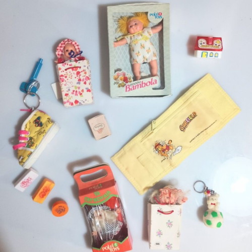 Lott vintage collectible set with stamps and toys