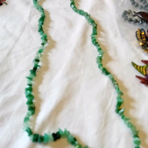 Necklace with semi-precious stones like new, long green