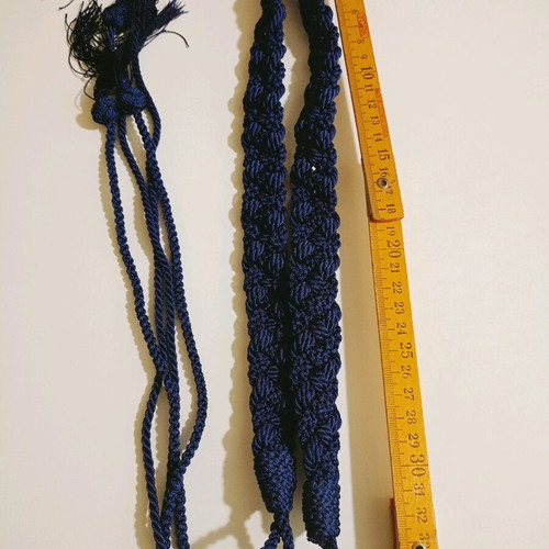 Handmade curtain tiebacks like new, dark blue, 1.30m