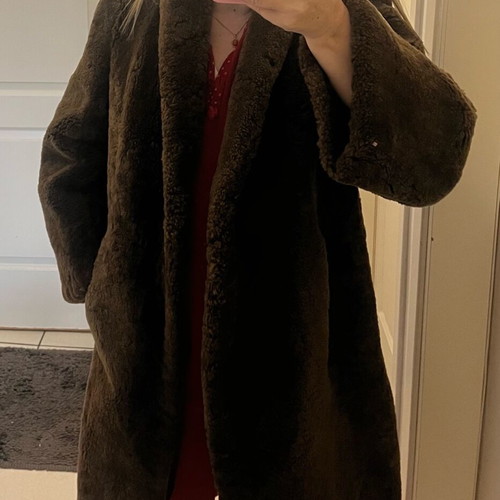 Vintage handmade fur coat used, brown, size S/M