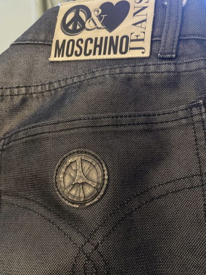 Moschino Jeans men's vintage pants 1990s, size 33, button fly, dark grey black