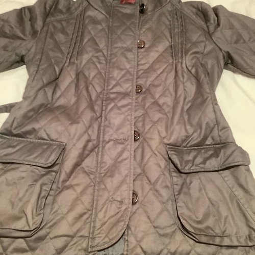 Women's long brown jacket like new with detachable hood, size M