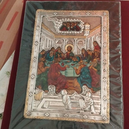 Religious icon The Last Supper made of 950 silver new