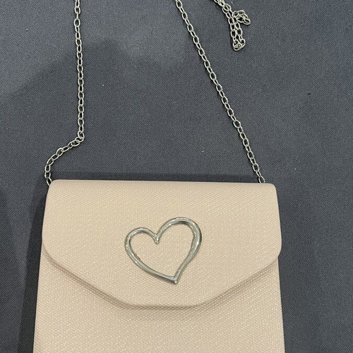 Small crossbody bag like new, beige with heart detail