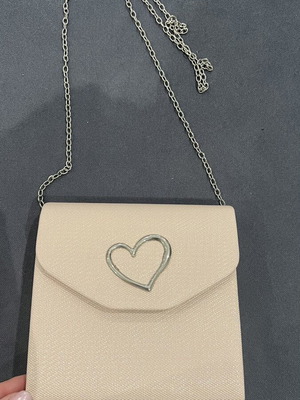 Small crossbody bag like new, beige with heart detail