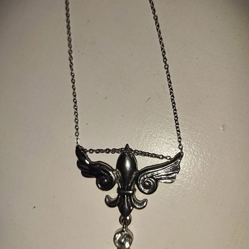 Heart pendant with wings stainless steel with adjustable chain